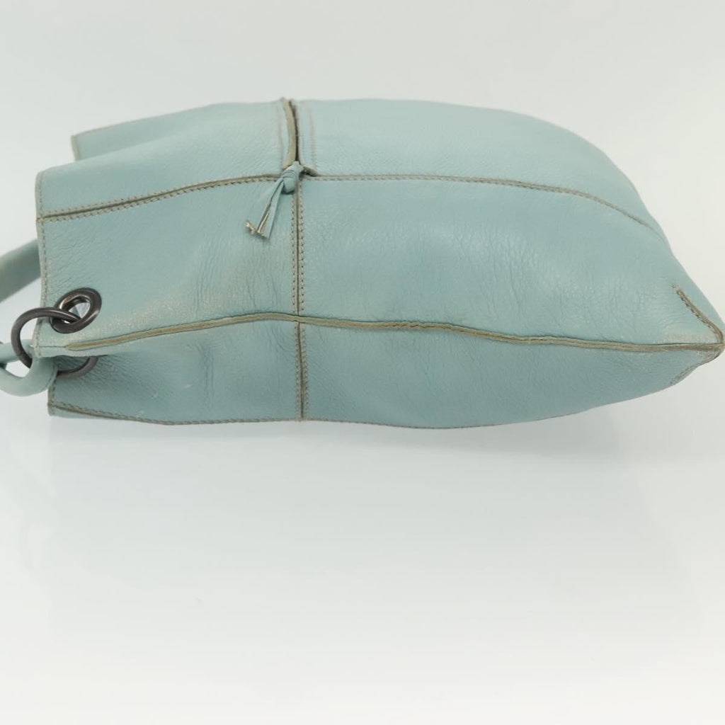 Bottega Veneta Front Zip Hobo Leather Blue Leather Bag (Pre-Owned)
