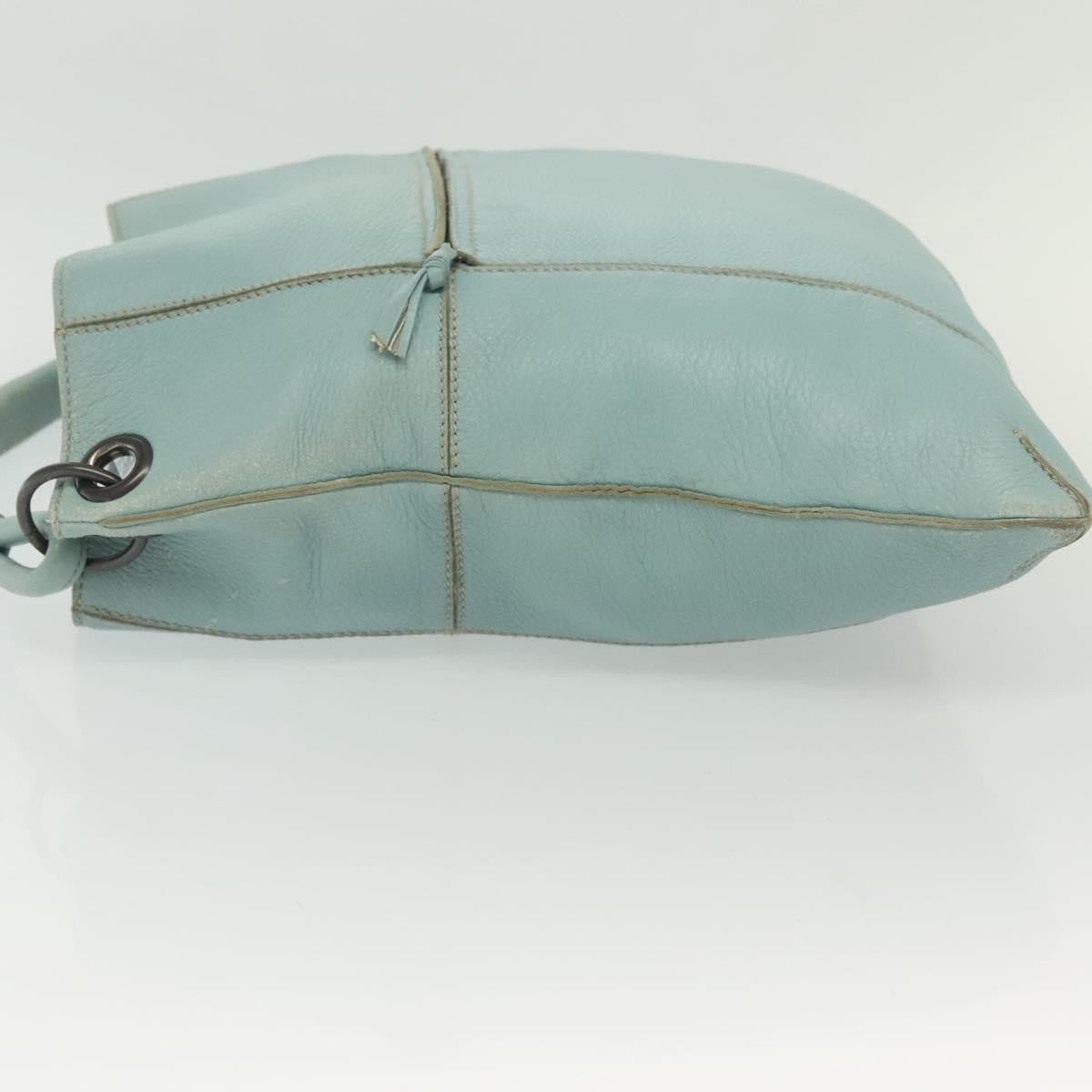 Bottega Veneta Front Zip Hobo Leather Blue Leather Bag (Pre-Owned)
