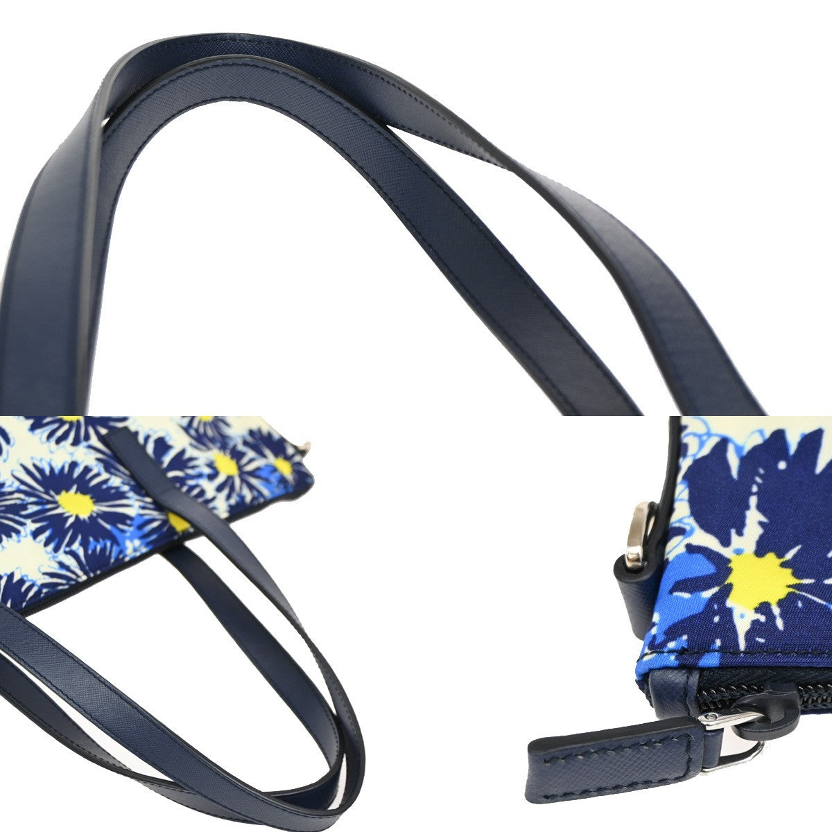 Prada Convertible Zip Tote Printed Tessuto Blue Nylon Shoulder Bag Bag (Pre-Owned)
