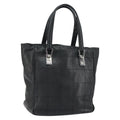 Chanel Square Stitch Tote Quilted Leather Black Leather Tote Bag Bag (Pre-Owned)