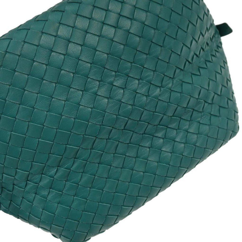 Bottega Veneta Zip Cube Messenger Intrecciato Nappa Green Leather Shoulder Bag Bag (Pre-Owned)