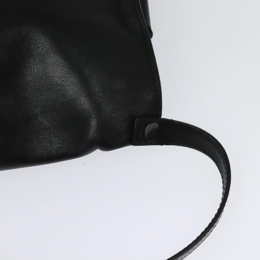 Bottega Veneta Utility Waist Bag Leather With Intrecciato Black Leather Shoulder Bag Bag (Pre-Owned)