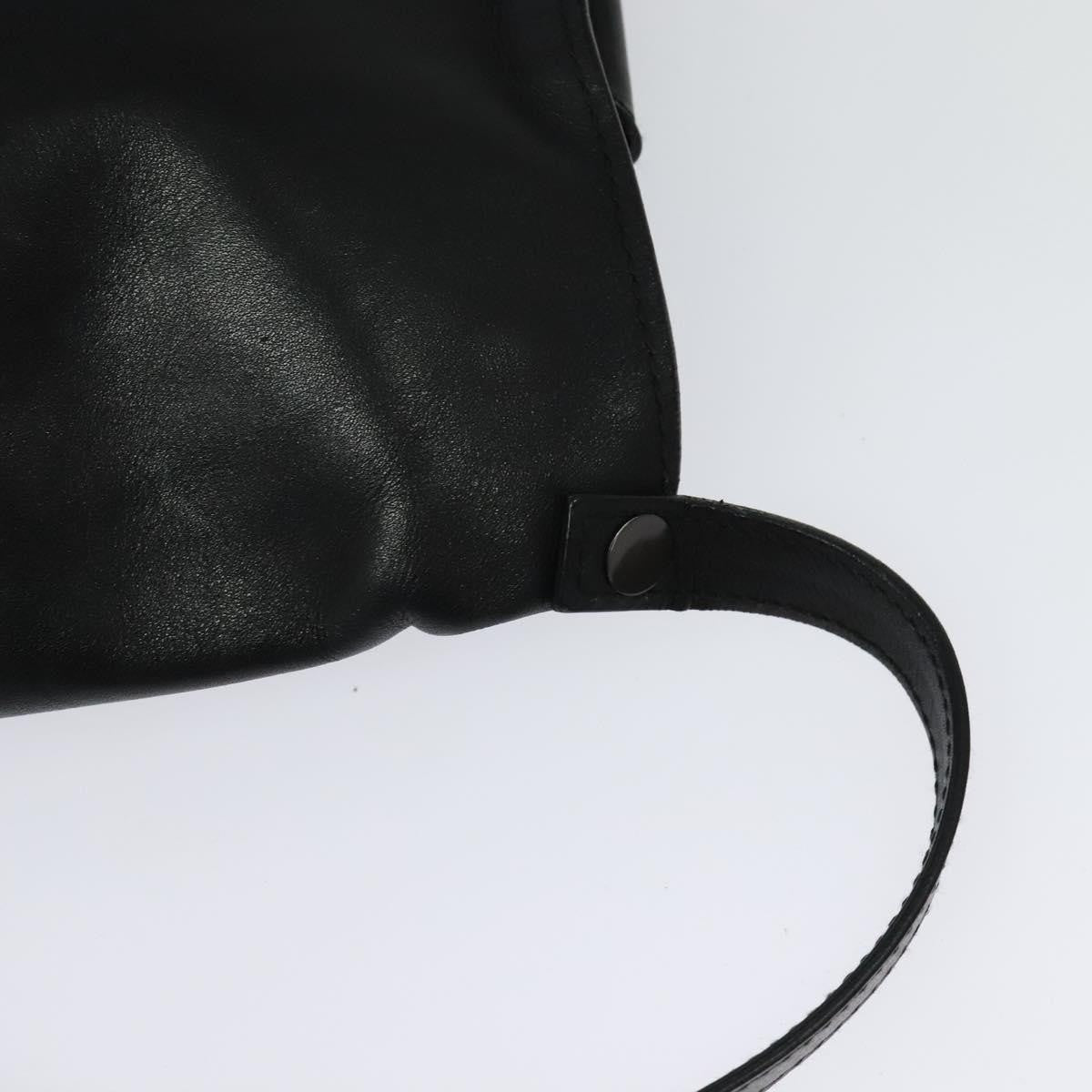 Bottega Veneta Utility Waist Bag Leather With Intrecciato Black Leather Shoulder Bag Bag (Pre-Owned)