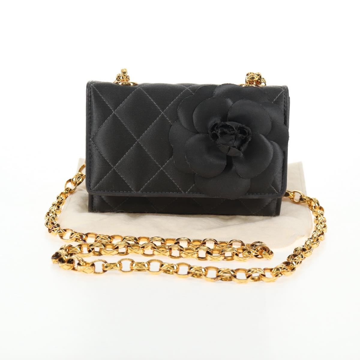 Chanel Vintage Camellia Flap Bag Satin Gray Satin Clutche & Pouche Bag (Pre-Owned)
