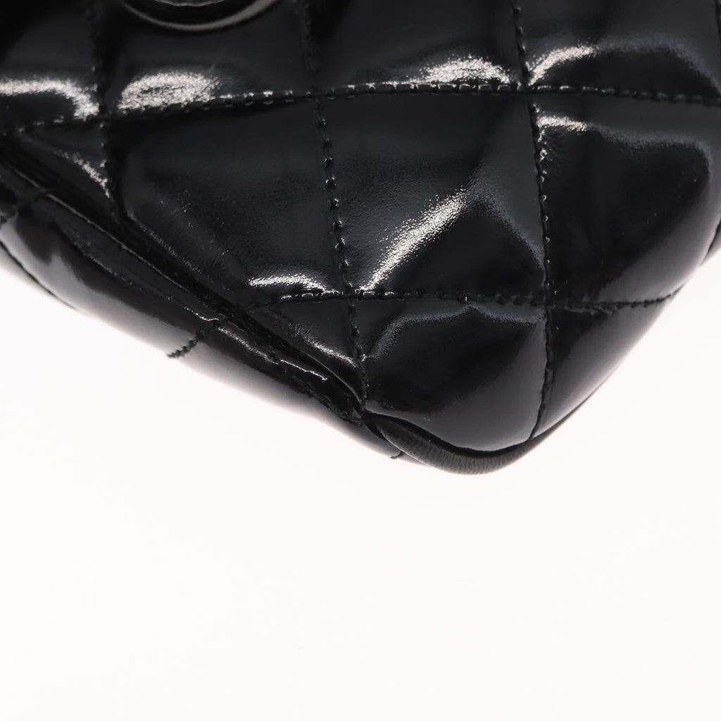 Chanel Vintage Zip Belt Bag Quilted Lambskin Black Patent_Leather Clutche & Pouche Bag (Pre-Owned)