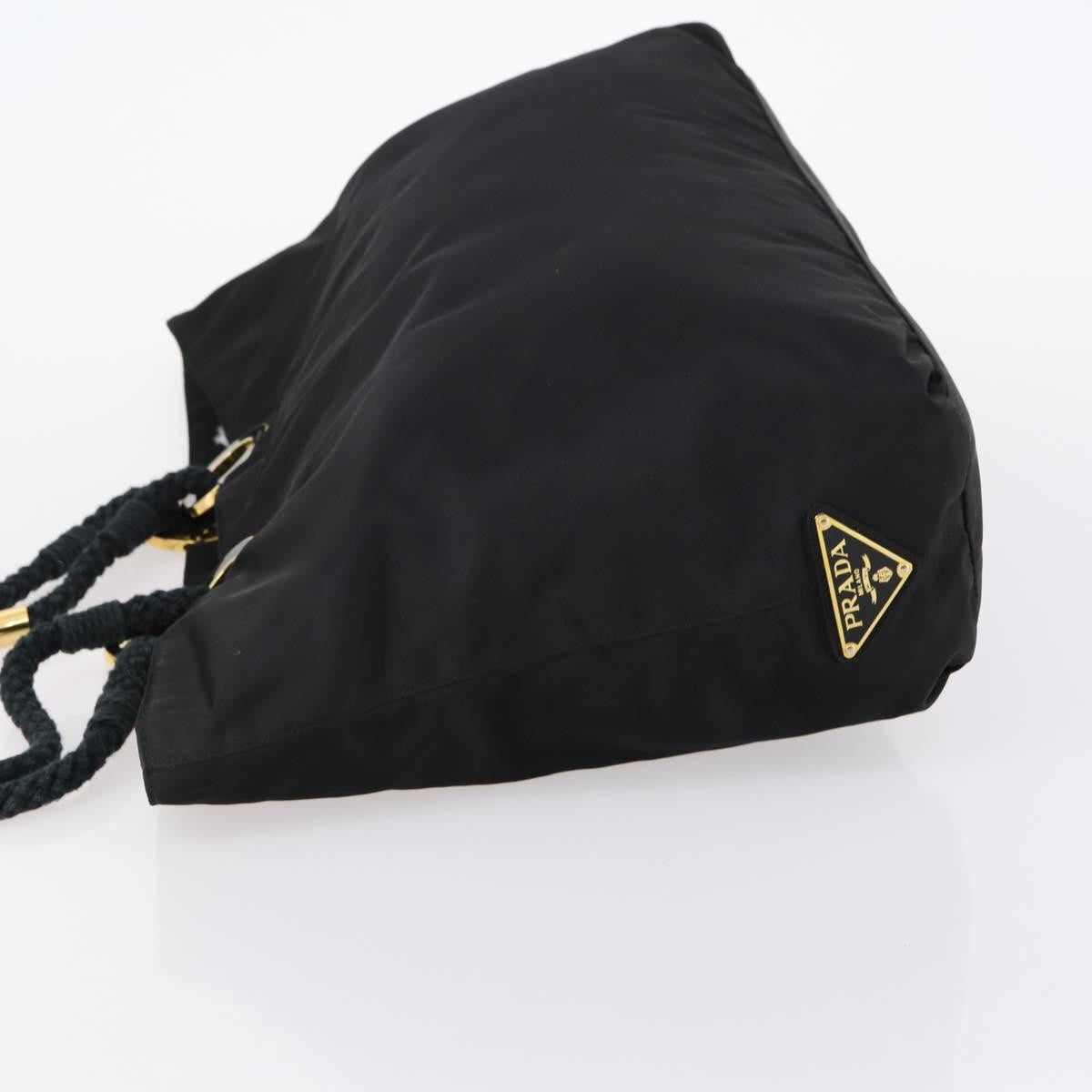 Prada Convertible Metal Handle Satchel Quilted Tessuto Black Nylon Tote Bag Bag (Pre-Owned)