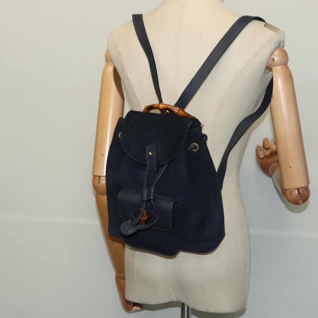 Gucci Gucci Bamboo Backpack Daim Navy Suede Backpack Bag (Pre-Owned)