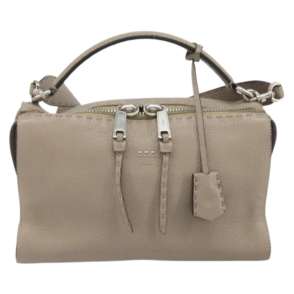 Fendi Selleria Lei Bag Leather Gray Leather Handbag (Pre-Owned)