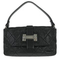 Chanel Door Latch Flap Shoulder Bag Quilted Leather Black Leather Handbag (Pre-Owned)