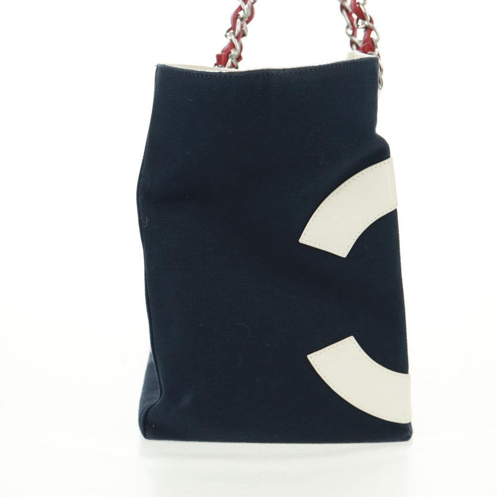 Chanel No.5 Tote Canvas And Leather Navy Canvas Tote Bag Bag (Pre-Owned)