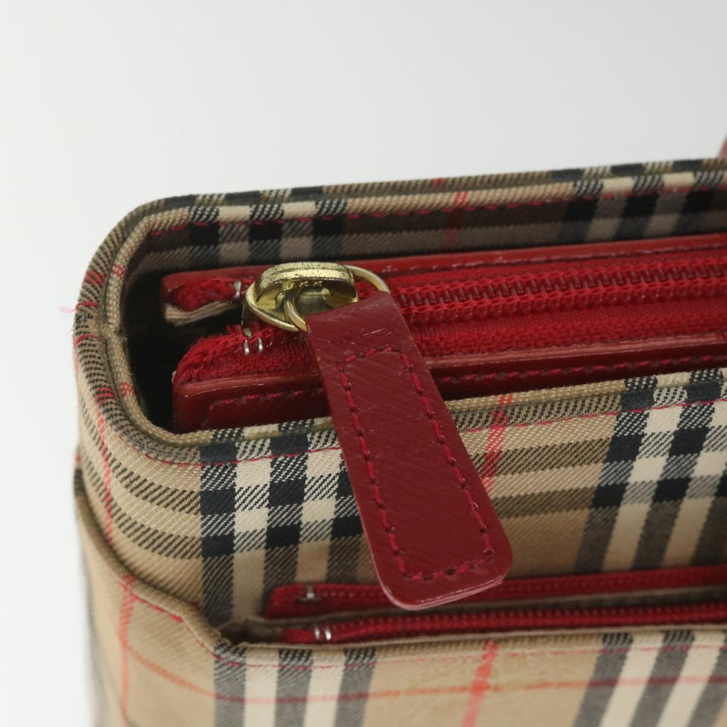 Burberry Nova Check Handbag Leather And Nylon Beige Nylon Handbag (Pre-Owned)