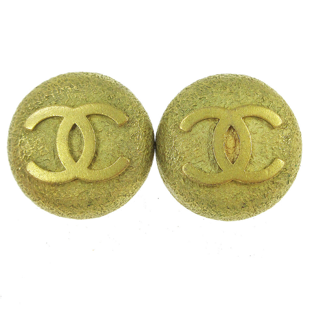 Chanel Cc Round Earrings Metal Gold Gold Earrings Jewelry (Pre-Owned)