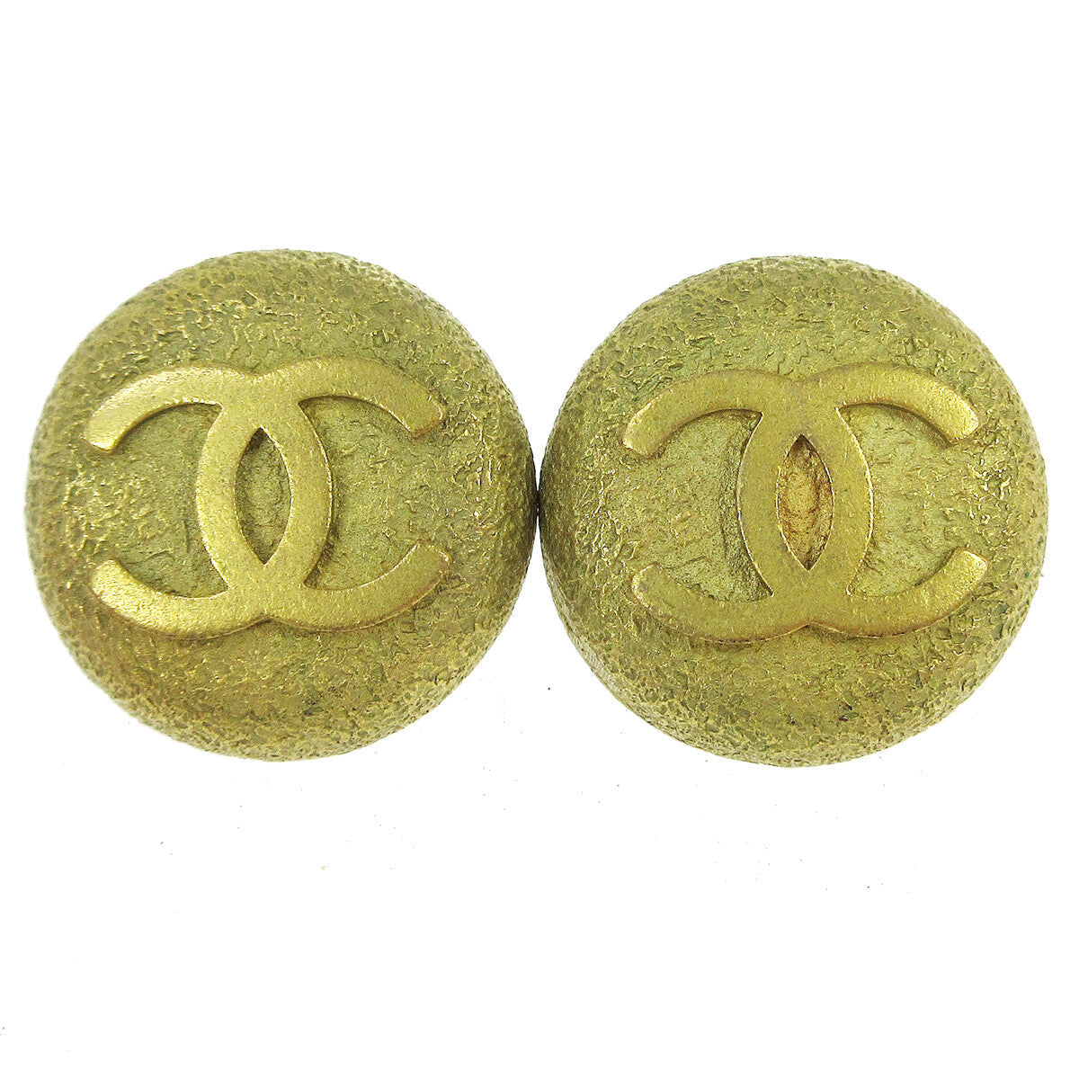 Chanel Cc Round Earrings Metal Gold Gold Earrings Jewelry (Pre-Owned)