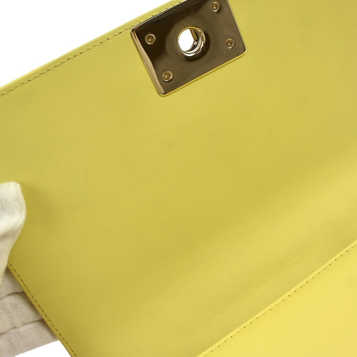 Chanel Boy Flap Bag Quilted Lambskin Yellow Leather Shoulder Bag Bag (Pre-Owned)