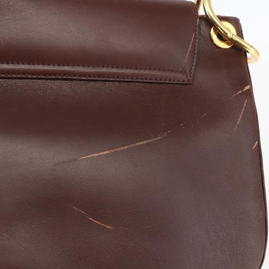 Prada Vintage Shoulder Bag Leather Brown Leather Shoulder Bag Bag (Pre-Owned)