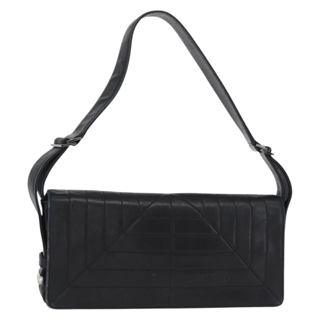Chanel Vintage Shoulder Bag Leather Black Leather Shoulder Bag Bag (Pre-Owned)