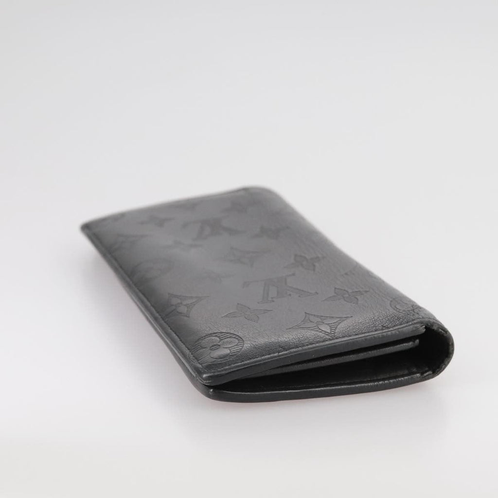 Louis Vuitton Brazza Long Bifold Wallet Monogram Shadow Black Leather Wallets Accessory (Pre-Owned)