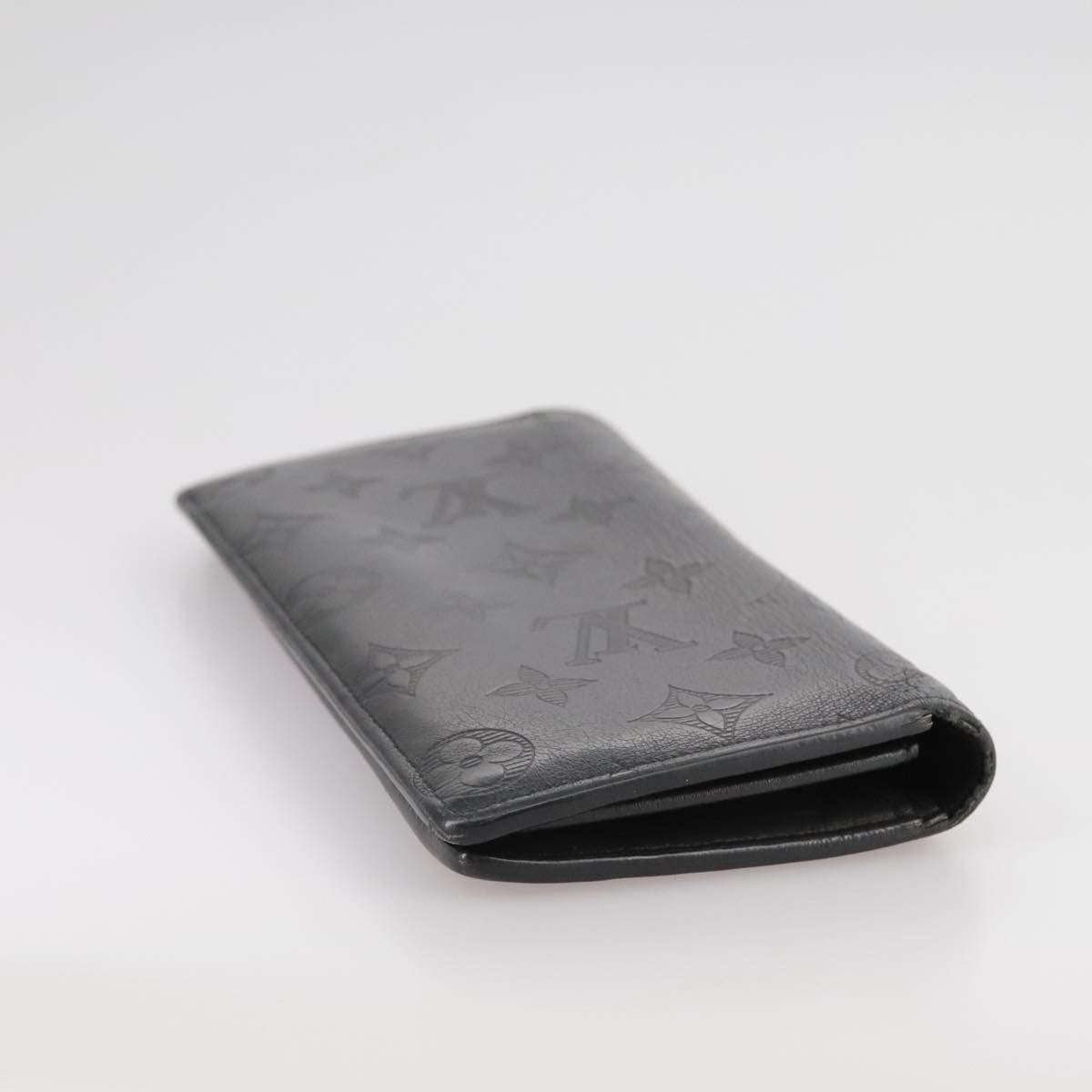 Louis Vuitton Brazza Long Bifold Wallet Monogram Shadow Black Leather Wallets Accessory (Pre-Owned)