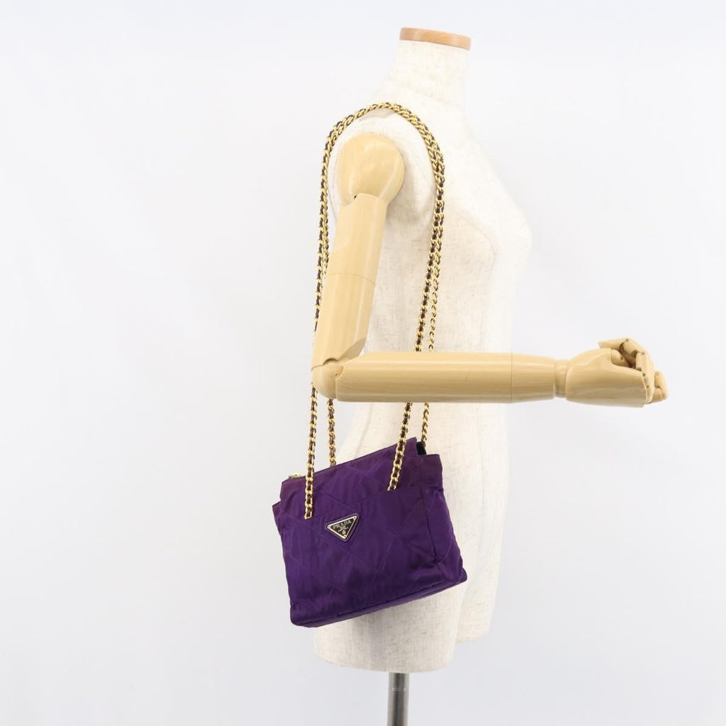Prada Re-Edition 1995 Chain Tote Quilted Re-Nylon Purple Nylon Shoulder Bag Bag (Pre-Owned)