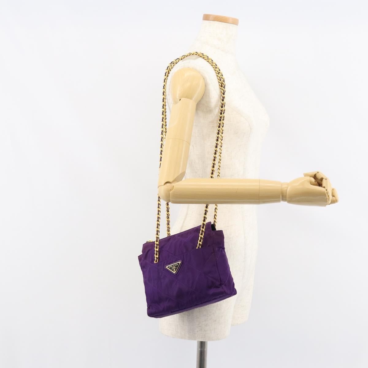 Prada Re-Edition 1995 Chain Tote Quilted Re-Nylon Purple Nylon Shoulder Bag Bag (Pre-Owned)