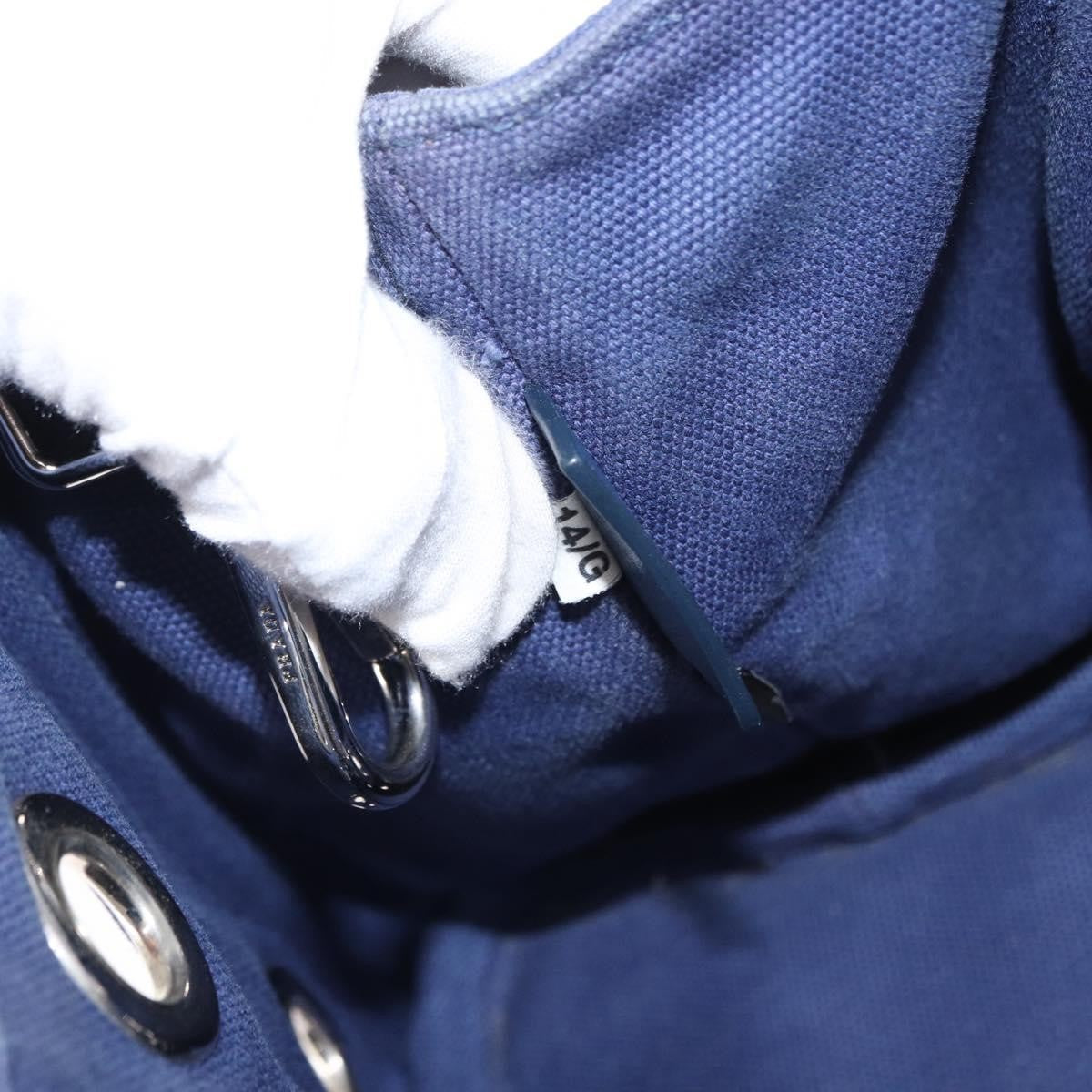 Prada Canapa Convertible Tote Grommet Embellished Canvas Blue Canvas Tote Bag Bag (Pre-Owned)