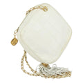 Chanel Vintage Diamond Tassel Crossbody Quilted Lambskin White Leather Clutche & Pouche Bag (Pre-Owned)