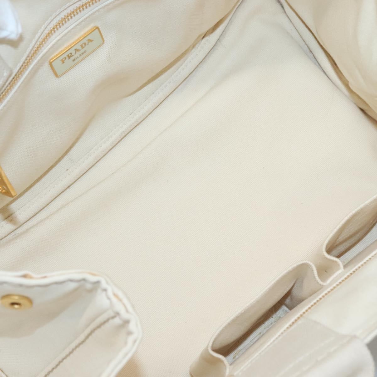 Prada Canapa Tote Canvas White Canvas Tote Bag Bag (Pre-Owned)