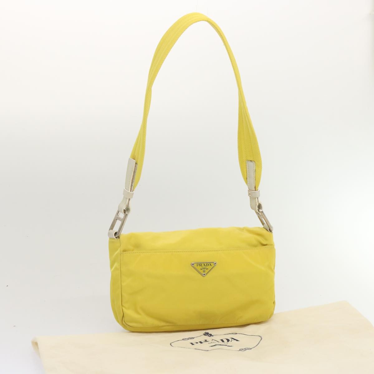 Prada Vintage Shoulder Bag Tessuto Yellow Nylon Shoulder Bag Bag (Pre-Owned)