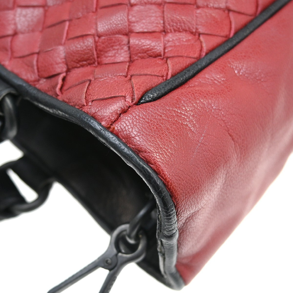 Bottega Veneta Intrecciato Tote Leather Red Leather Tote Bag Bag (Pre-Owned)