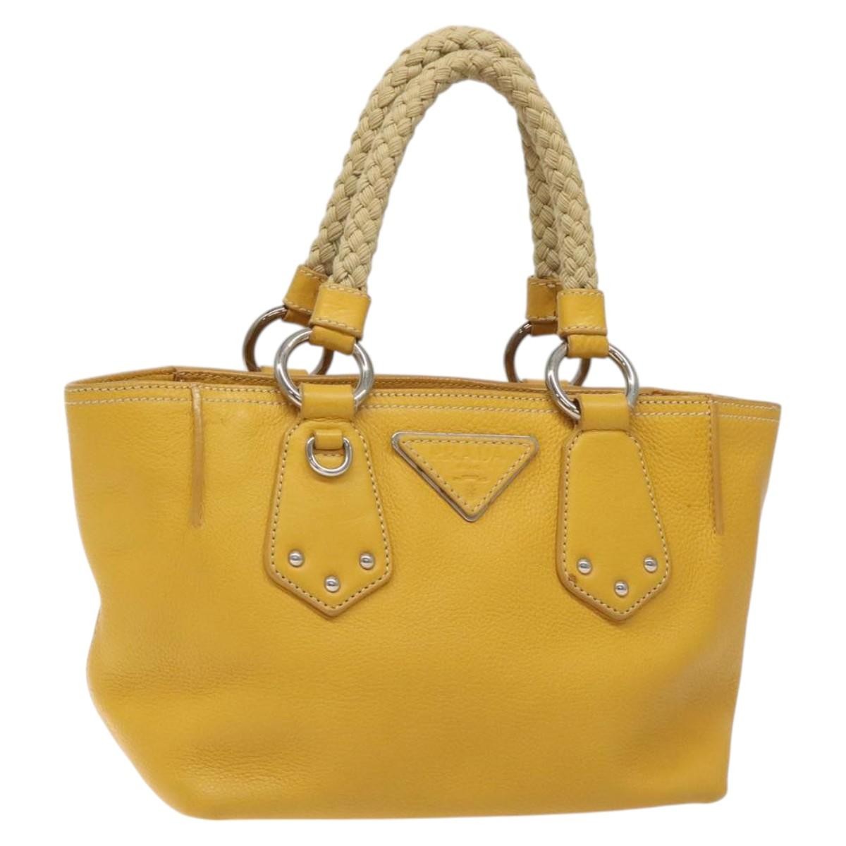 Prada Vintage Handbag Leather Yellow Leather Handbag (Pre-Owned)