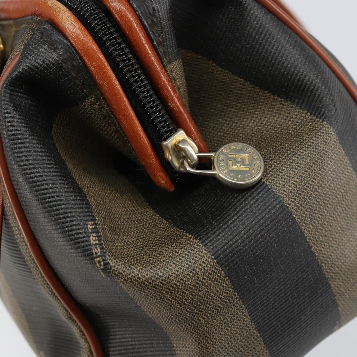 Fendi Vintage Pequin Convertible Boston Bag Coated Canvas Black Canvas Handbag (Pre-Owned)