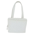 Chanel Vintage Cc Zip Around Bowler Bag Quilted Caviar White Leather Tote Bag Bag (Pre-Owned)