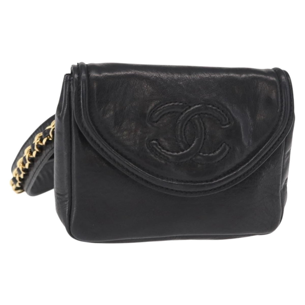 Chanel Chain Envelope Belt Bag Quilted Calfskin Black Leather Clutche & Pouche Bag (Pre-Owned)