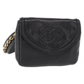Chanel Chain Envelope Belt Bag Quilted Calfskin Black Leather Clutche & Pouche Bag (Pre-Owned)