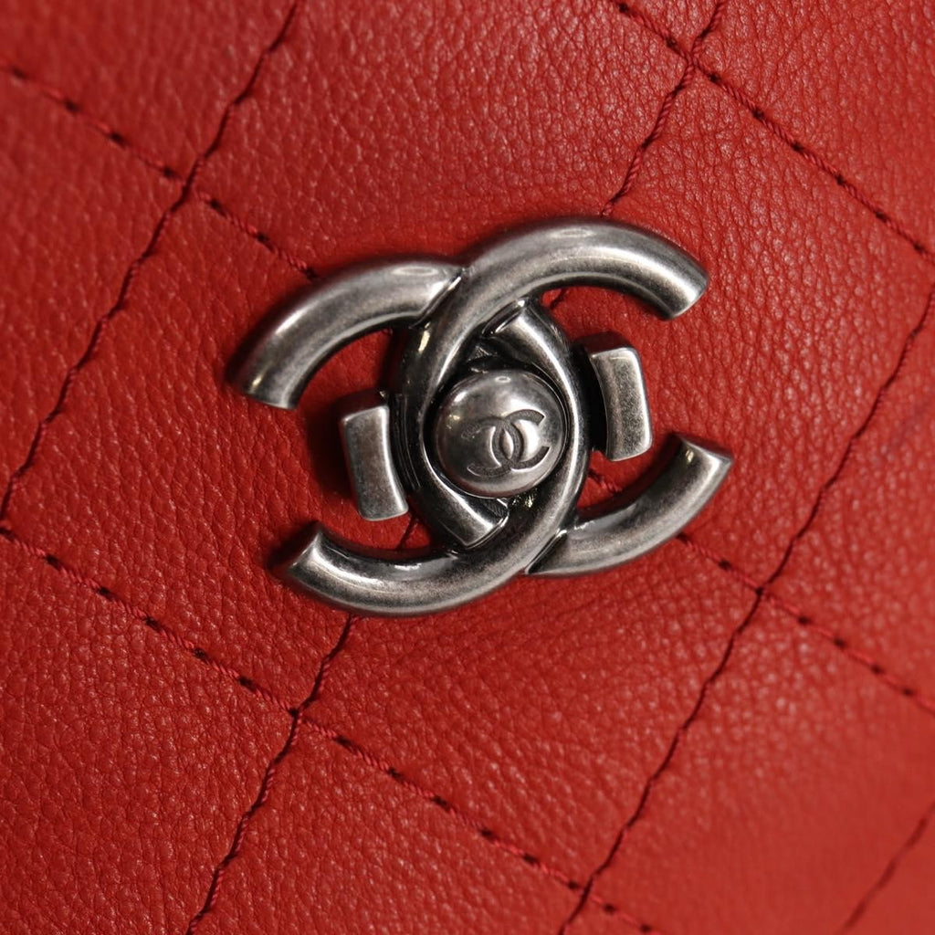 Chanel Shopping Tote Quilted Caviar Orange Leather Shoulder Bag Bag (Pre-Owned)