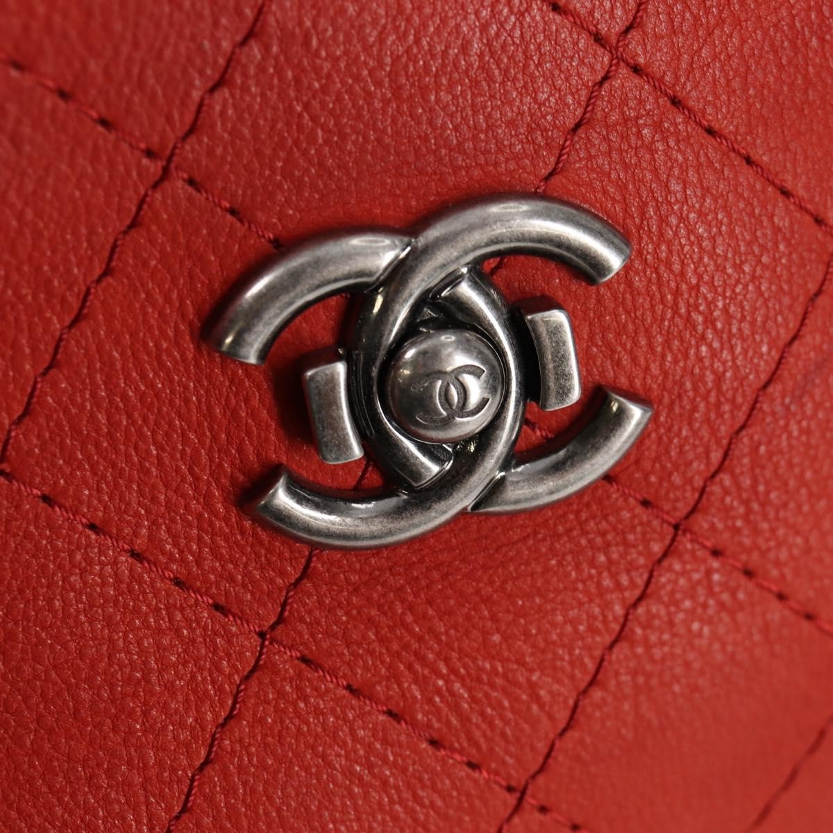 Chanel Shopping Tote Quilted Caviar Orange Leather Shoulder Bag Bag (Pre-Owned)