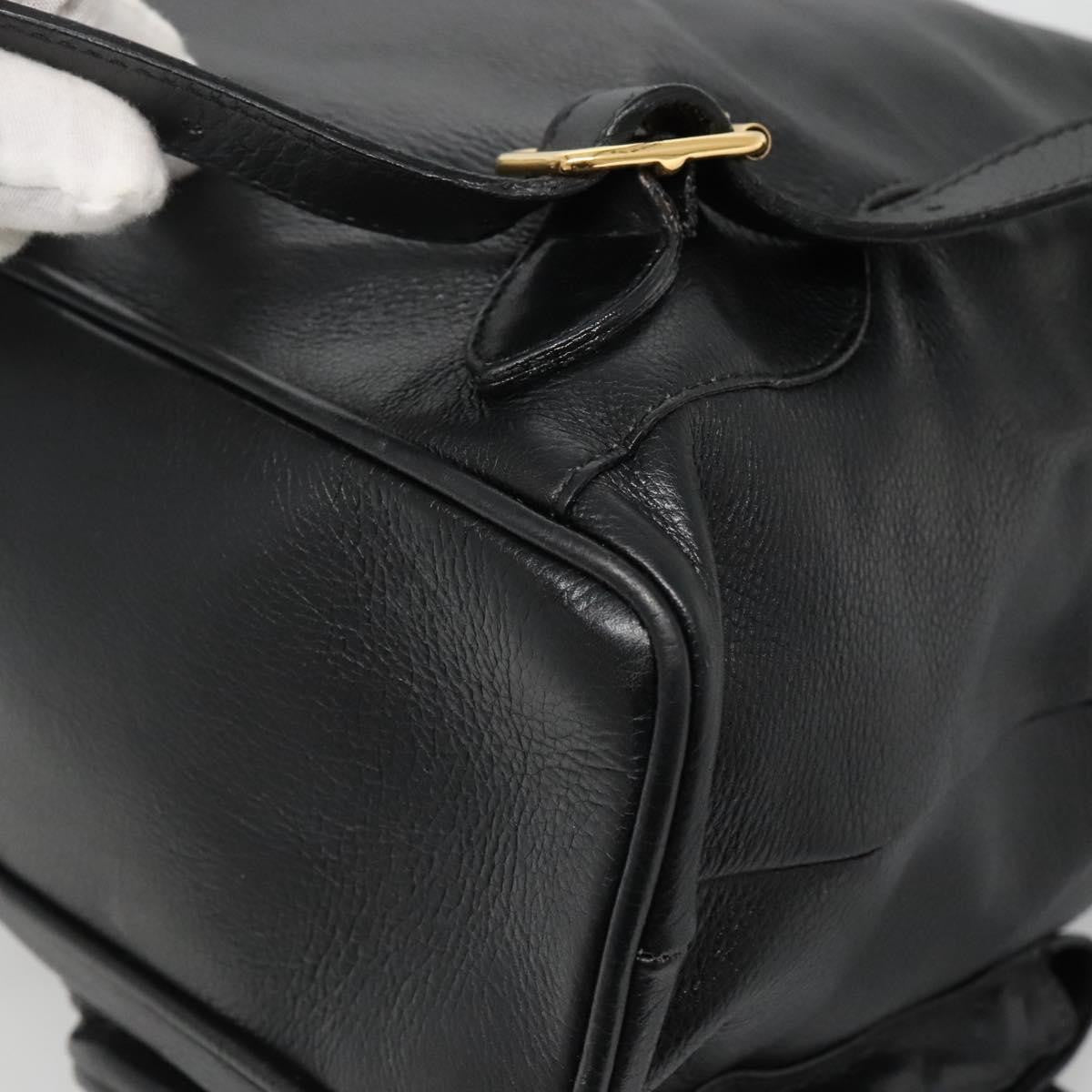 Gucci Vintage Bamboo Backpack Leather Black Leather Backpack Bag (Pre-Owned)