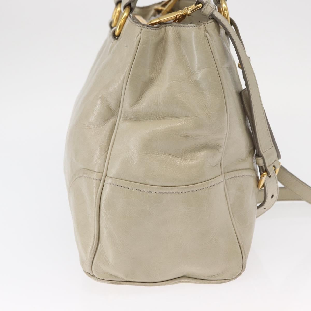 Prada Tote Vitello Daino Vitello Daino Beige Leather Handbag (Pre-Owned)
