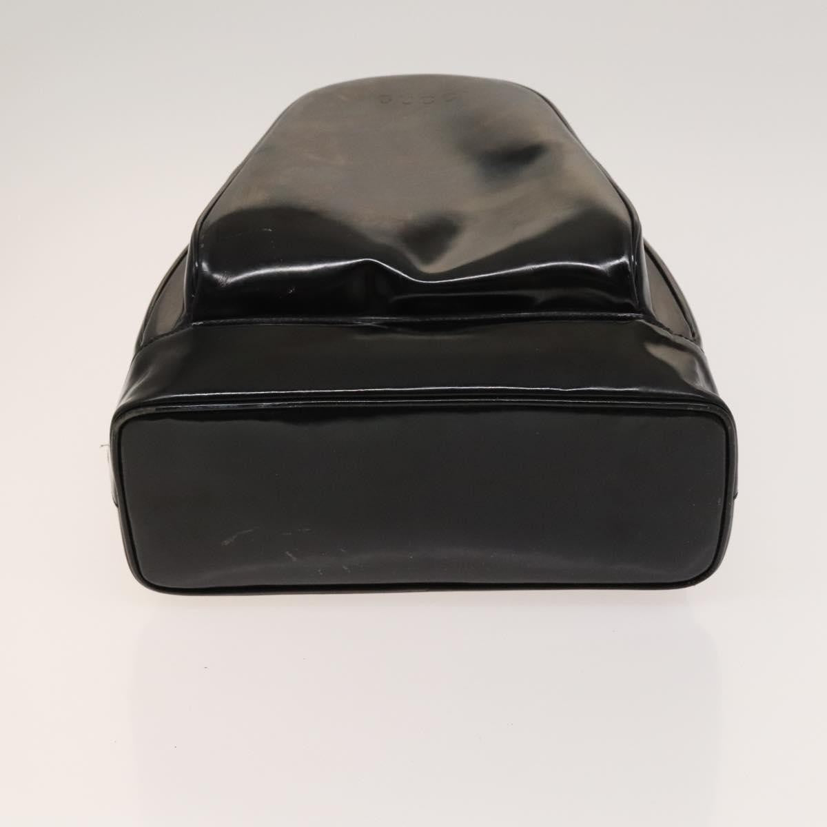 Gucci Vintage Bamboo Backpack Patent Black Patent_Leather Backpack Bag (Pre-Owned)
