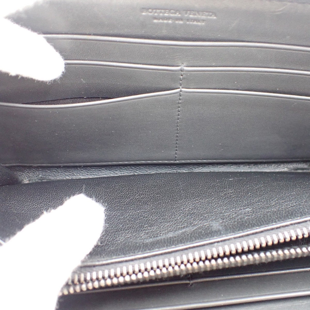 Bottega Veneta Intrecciato Long Zip  Wallet Leather Black Leather Wallets Accessory (Pre-Owned)