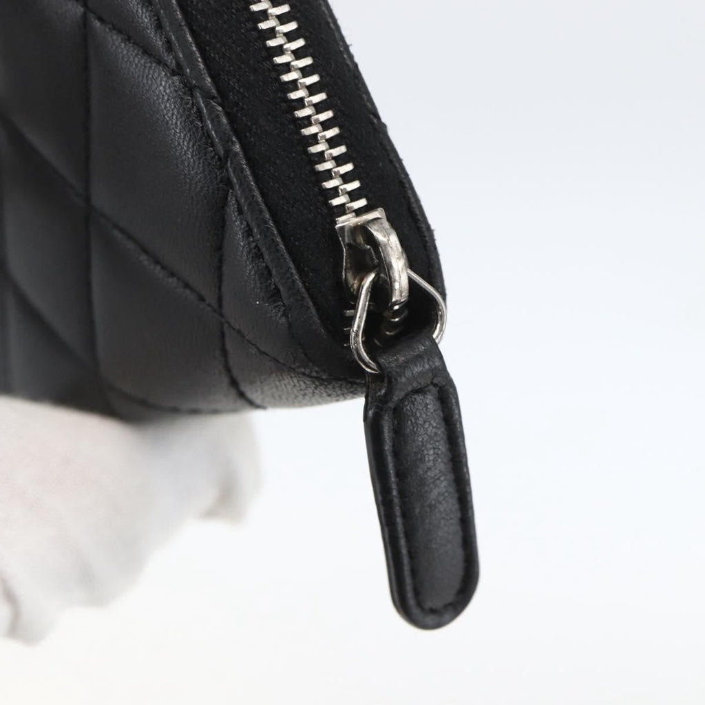 Chanel Zip Around Organizer Wallet Quilted Lambskin Black Leather Wallets Accessory (Pre-Owned)