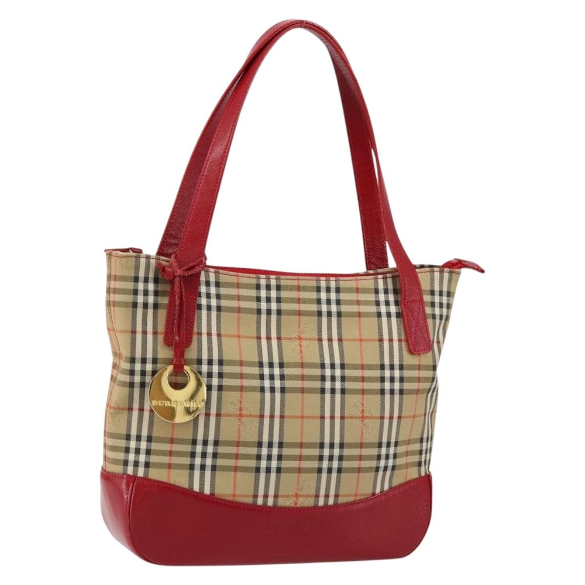 Burberry Nova Check Handbag Nova Check Canvas Beige Canvas Handbag (Pre-Owned)