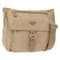 Prada Buckle Messenger Bag Tessuto Beige Nylon Shoulder Bag Bag (Pre-Owned)