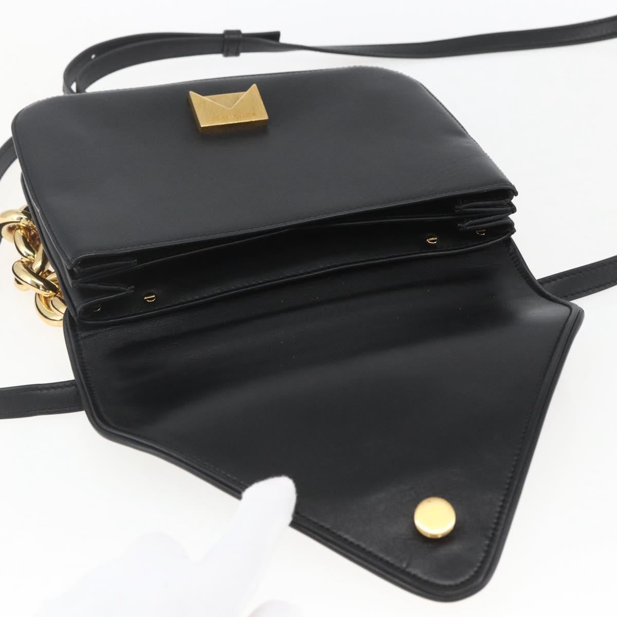 Bottega Veneta Mount Shoulder Bag Leather Black Leather Shoulder Bag Bag (Pre-Owned)