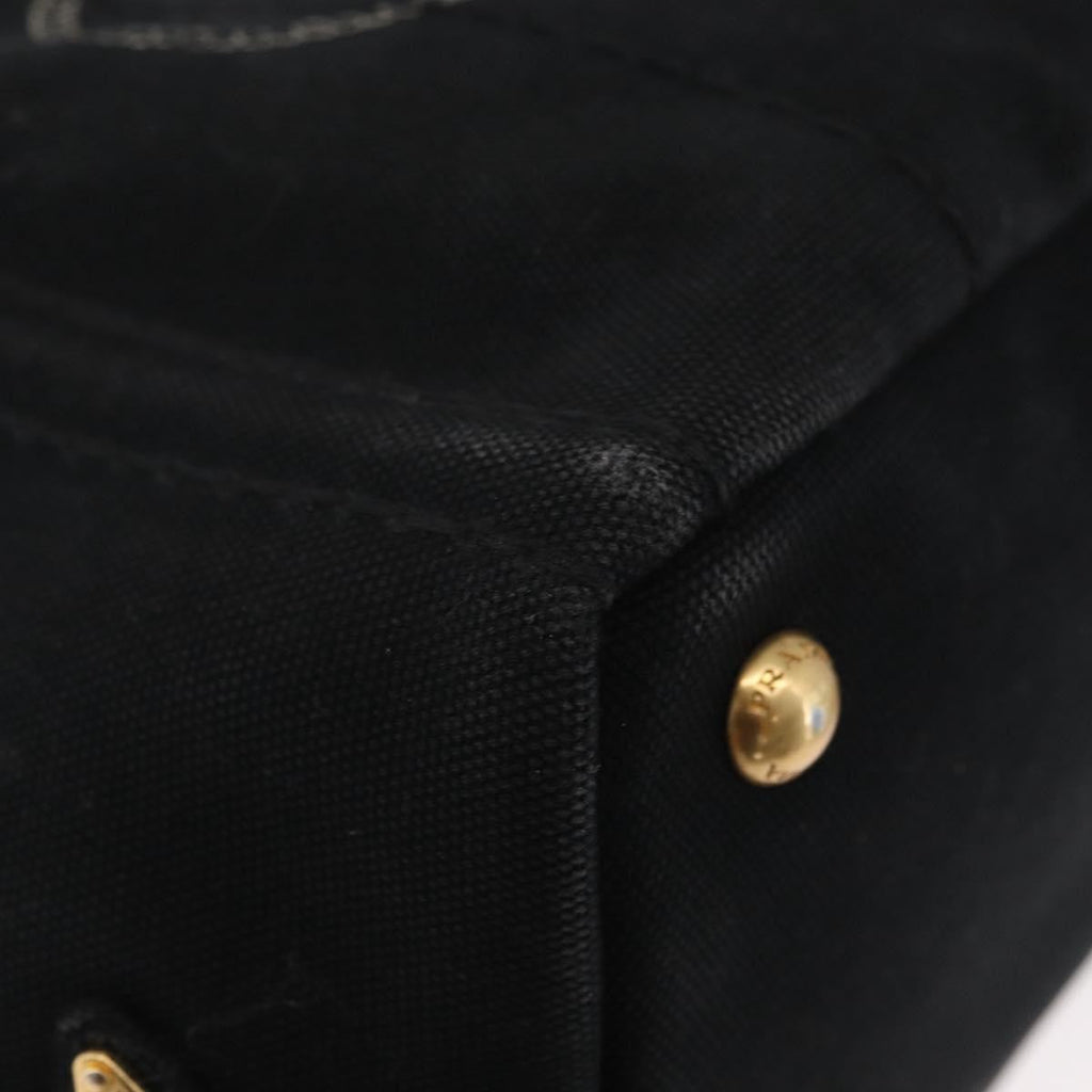 Prada Canapa Tote Canvas Black Canvas Tote Bag Bag (Pre-Owned)