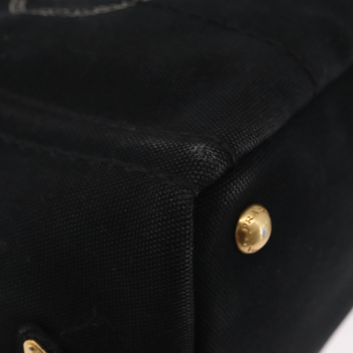 Prada Canapa Tote Canvas Black Canvas Tote Bag Bag (Pre-Owned)