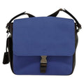 Prada Impunturato Buckle Flap Messenger Bag Canvas Blue Canvas Shoulder Bag Bag (Pre-Owned)