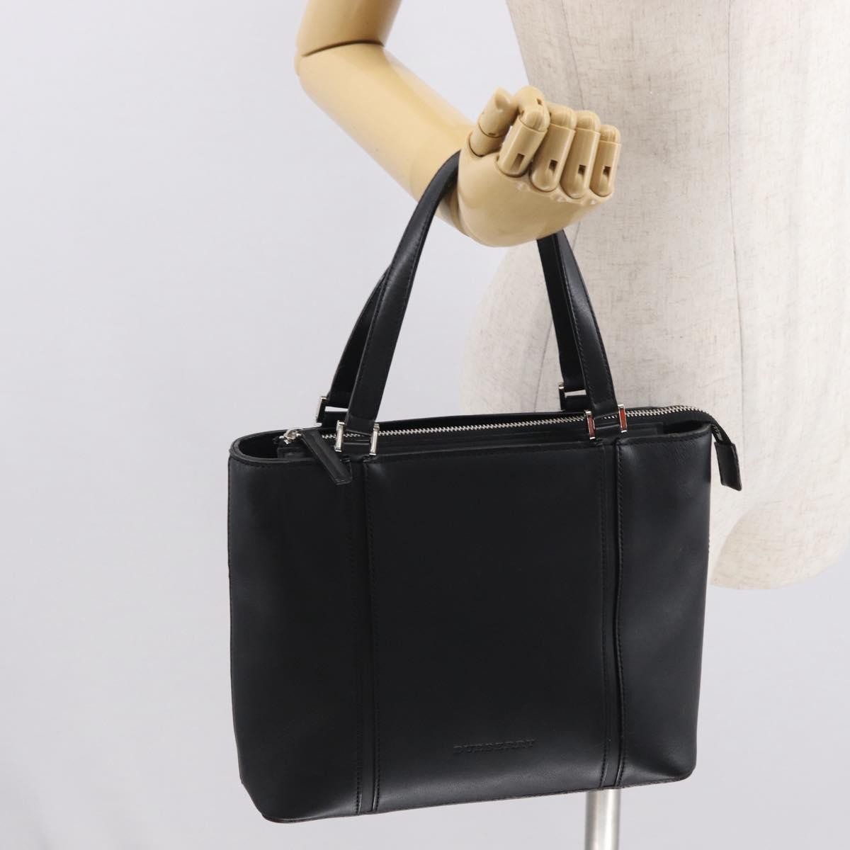 Burberry Vintage Handbag Leather Black Leather Handbag (Pre-Owned)