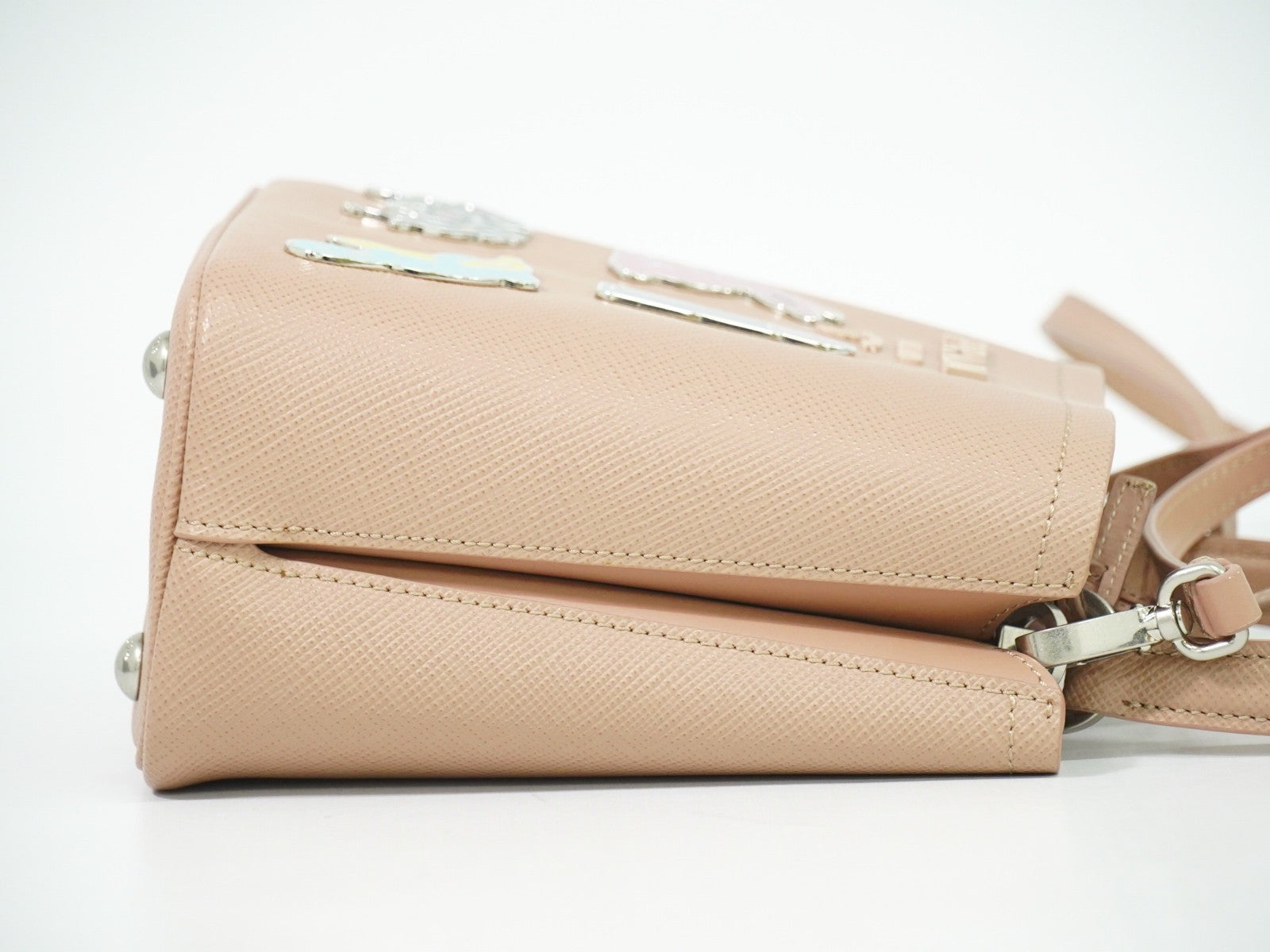 Prada Panier Bucket Bag Saffiano Leather Beige Leather Bag (Pre-Owned)