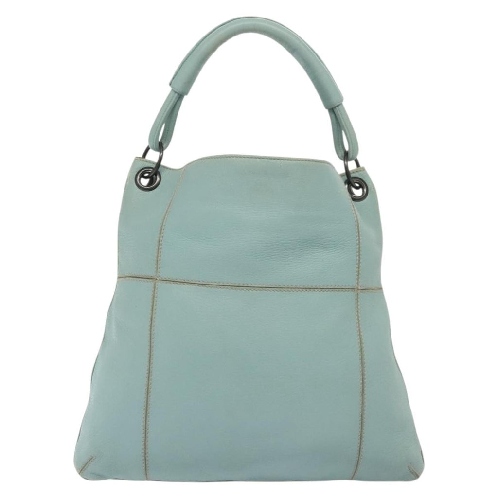 Bottega Veneta Front Zip Hobo Leather Blue Leather Bag (Pre-Owned)